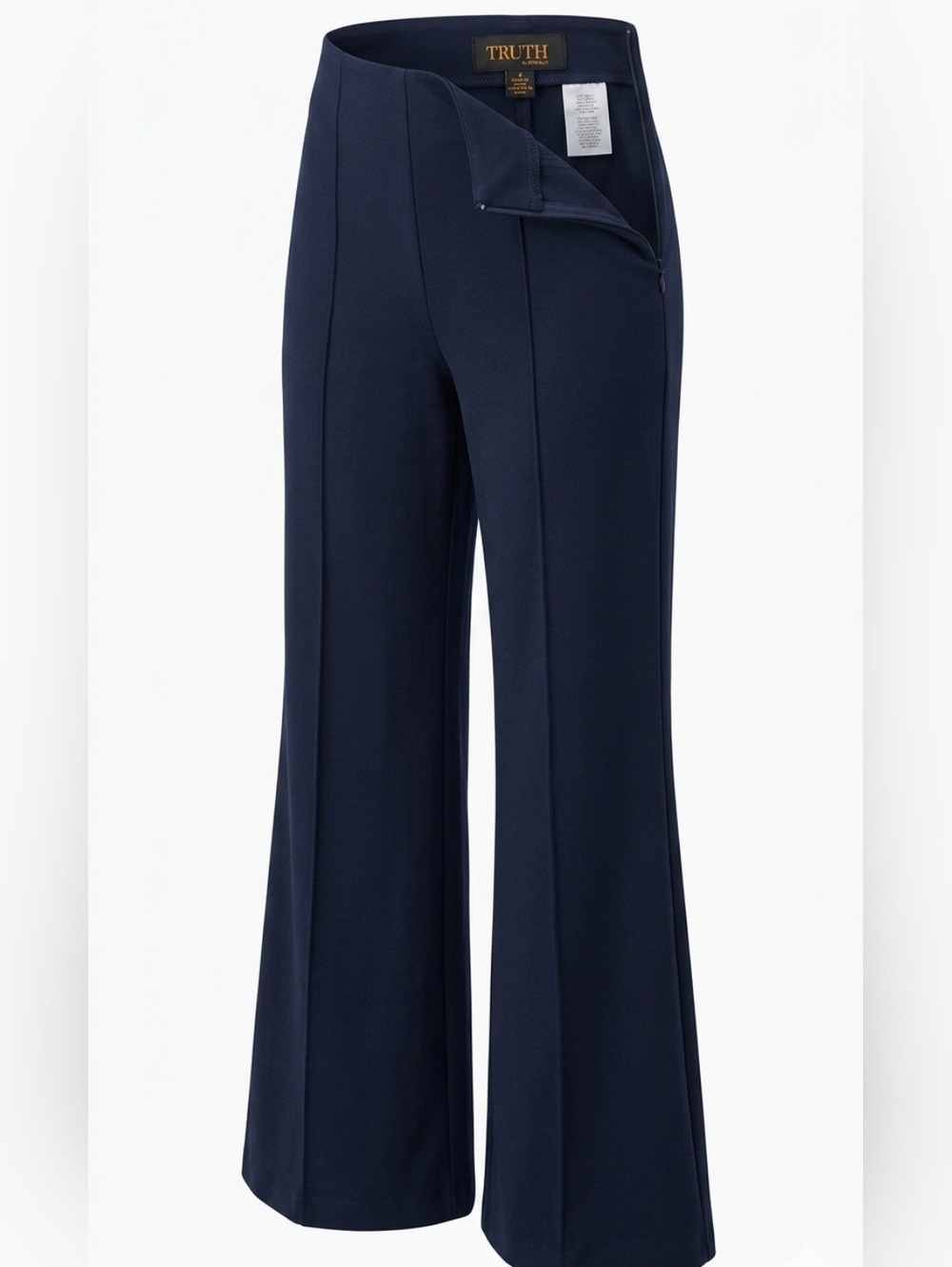 Truth by Republic Navy Blue High Rise Wide Leg Pintuck Seam‎ Dress Pants Size 4